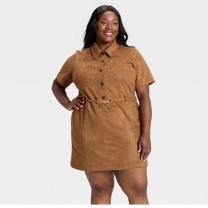 NWT Tan Faux Suede Mini Dress Size 4X